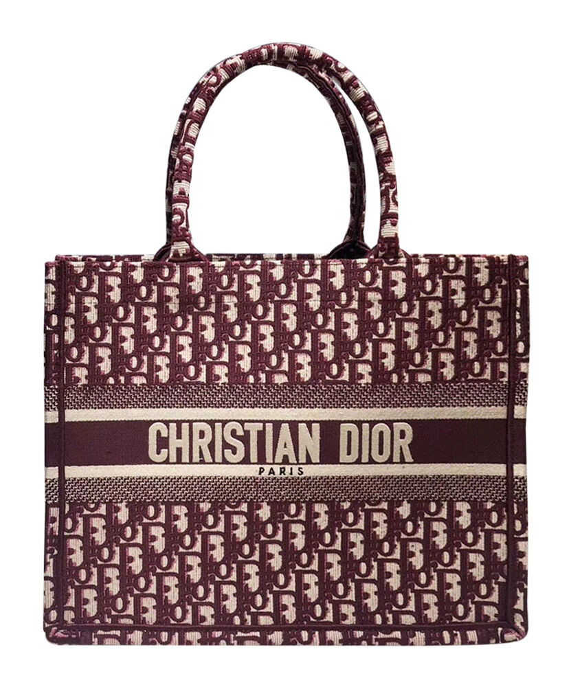 Christian Dior Book Tote Velvet Mizza Embroidery Canvas Red